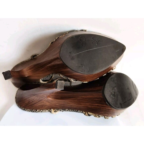 Jessica Simpson Leather Slingback Snakeskin 1" Platform 5" Heels Sexy Size 7 - Picture 9 of 9